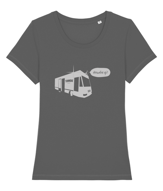 T-Shirt dames Tonneke bedankt - bus -  antraciet